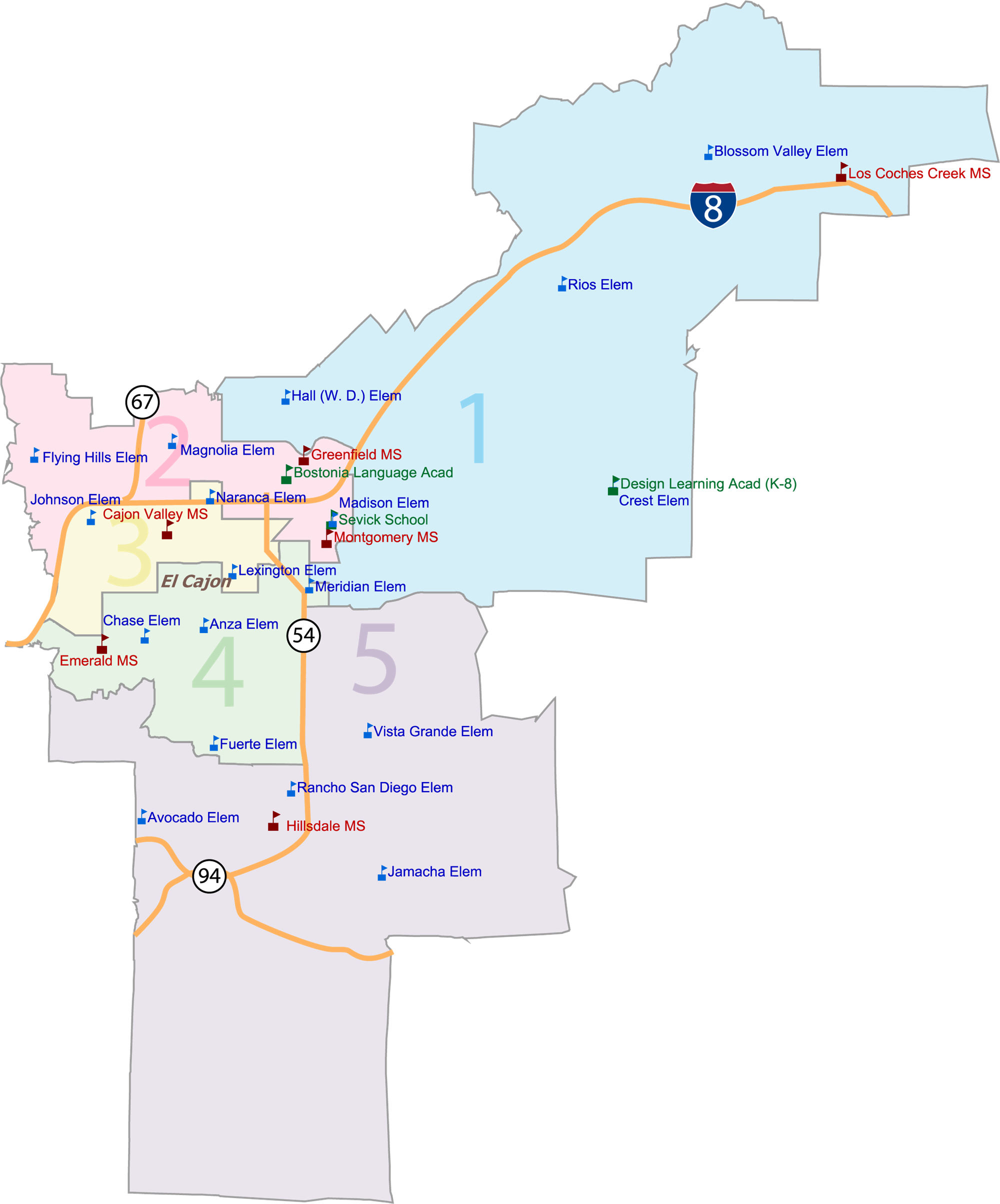 CVUSD Governing Board District Map